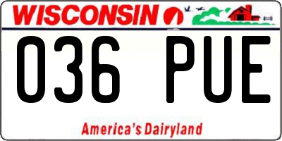 WI license plate 036PUE