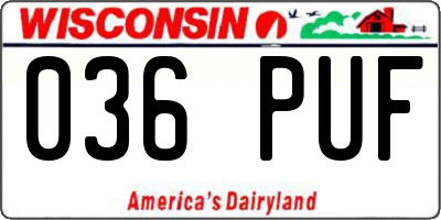 WI license plate 036PUF