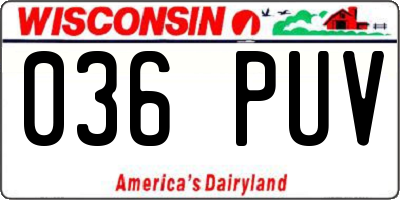 WI license plate 036PUV