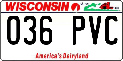 WI license plate 036PVC
