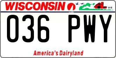 WI license plate 036PWY