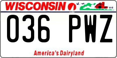 WI license plate 036PWZ
