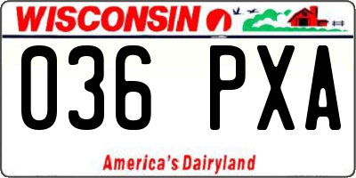 WI license plate 036PXA