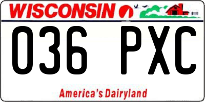 WI license plate 036PXC