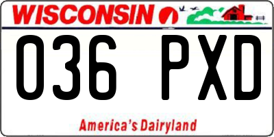 WI license plate 036PXD
