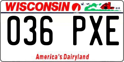 WI license plate 036PXE