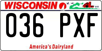 WI license plate 036PXF