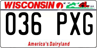 WI license plate 036PXG