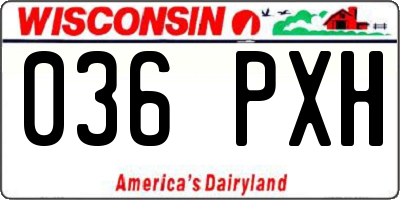 WI license plate 036PXH