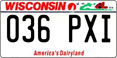 WI license plate 036PXI
