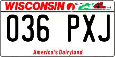 WI license plate 036PXJ