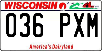 WI license plate 036PXM