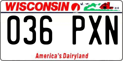 WI license plate 036PXN