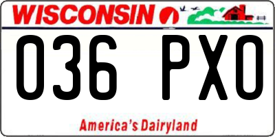 WI license plate 036PXO