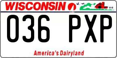WI license plate 036PXP