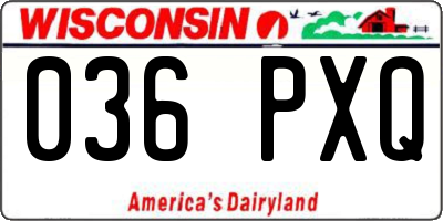 WI license plate 036PXQ