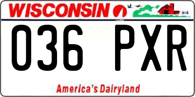 WI license plate 036PXR