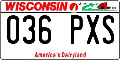 WI license plate 036PXS