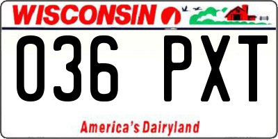 WI license plate 036PXT
