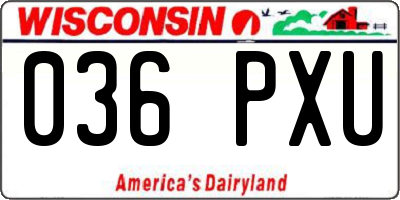 WI license plate 036PXU