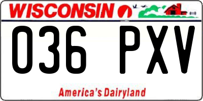 WI license plate 036PXV