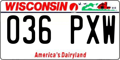 WI license plate 036PXW
