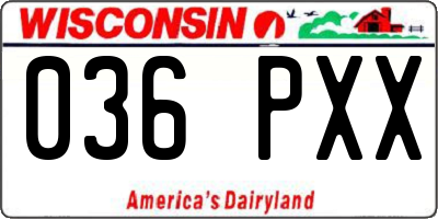WI license plate 036PXX