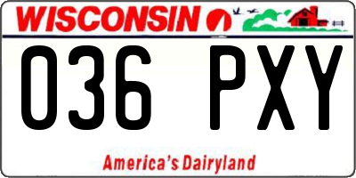 WI license plate 036PXY