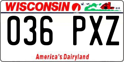 WI license plate 036PXZ