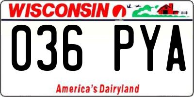 WI license plate 036PYA