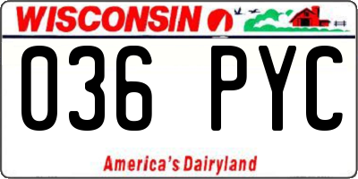 WI license plate 036PYC