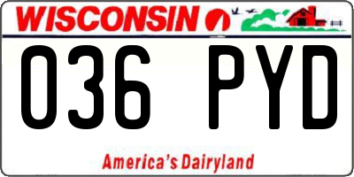 WI license plate 036PYD