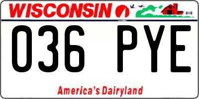 WI license plate 036PYE
