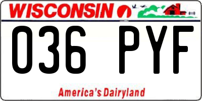 WI license plate 036PYF
