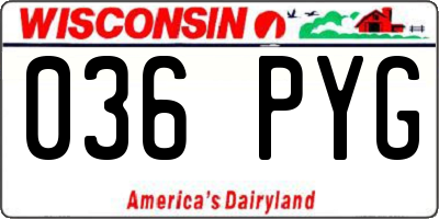 WI license plate 036PYG