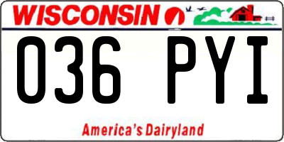 WI license plate 036PYI