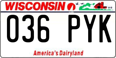 WI license plate 036PYK