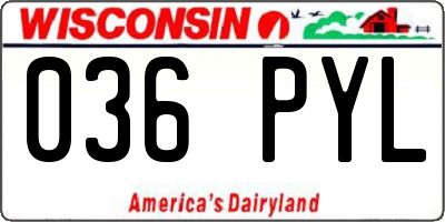 WI license plate 036PYL