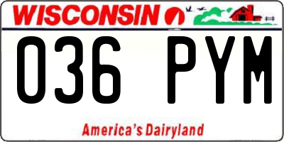 WI license plate 036PYM