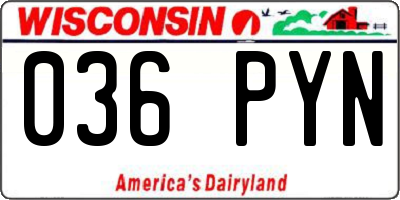 WI license plate 036PYN