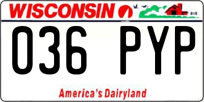 WI license plate 036PYP
