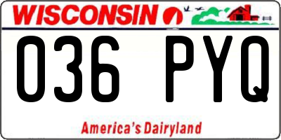 WI license plate 036PYQ