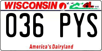 WI license plate 036PYS