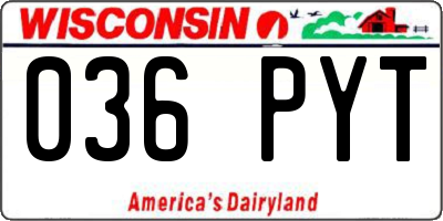 WI license plate 036PYT