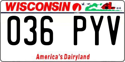 WI license plate 036PYV