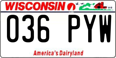 WI license plate 036PYW