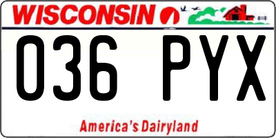 WI license plate 036PYX