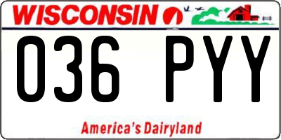 WI license plate 036PYY