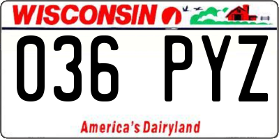 WI license plate 036PYZ