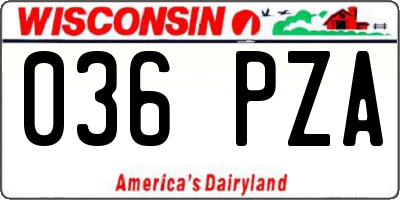 WI license plate 036PZA